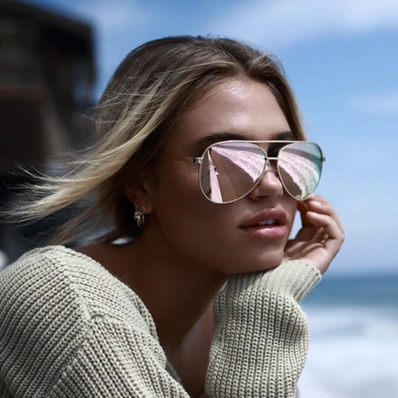 💕QUAY💕 Vivienne Mirror Aviator Sunglasses - Picture 3 of 8